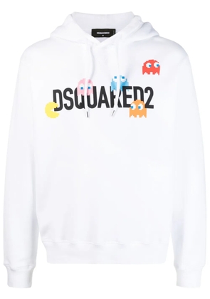 DSQUARED2 logo-print cotton hoodie - White