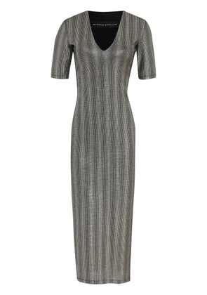 Gloria Coelho mesh shoulder-pads midi dress - Grey