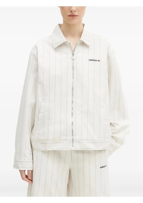 adidas pinstripe zip-up jacket - White