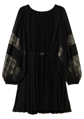 TWINSET pleated georgette mini dress - Black