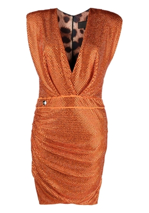 Philipp Plein rhinestone fitted dress - Orange