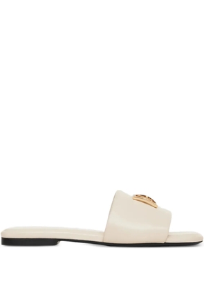 ANINE BING square-toe logo leather sandals - Neutrals