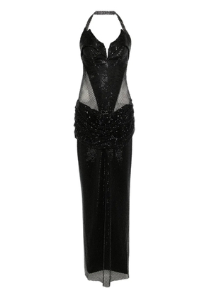 MITILIANE COUTURE crystal-embellished mesh maxi dress - Black