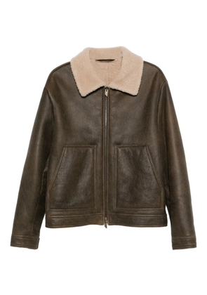 Salvatore Santoro shearling-collar leather jacket - Green
