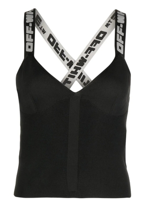 Off-White logo-tape knitted top - Black