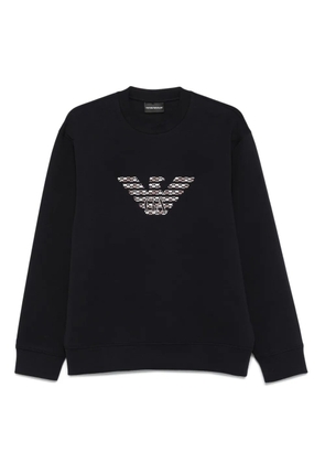 Emporio Armani eagle-emblem embroidered sweatshirt - Blue