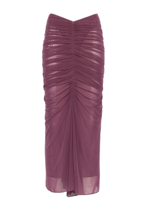 Mugler ruched mesh maxi skirt - Purple