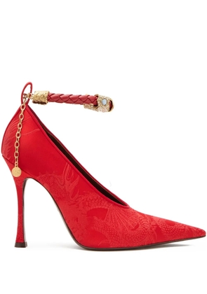 Roberto Cavalli jacquard-motif jewel-strap pumps - Red