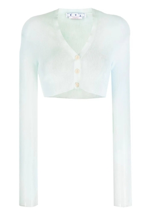 Off-White cropped embroidered-logo cardigan - Blue