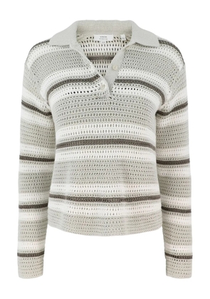 Vince striped mesh polo shirt - Neutrals