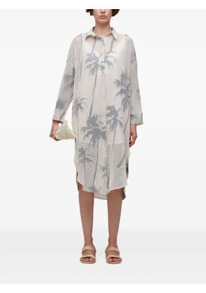 Osklen Coqueiro palm-tree print shirt midi dress - White