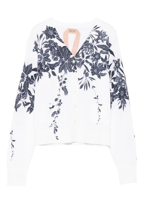 Nº21 floral-print button cardigan - White