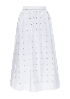 Posse open-cut dots midi A-line skirt - White