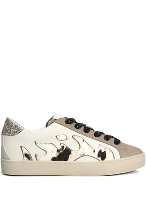 Gamin flame-detail glitter-embellished sneakers - Neutrals