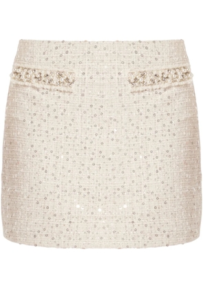 LoveShackFancy faux-pearl embellished mini skirt - Neutrals