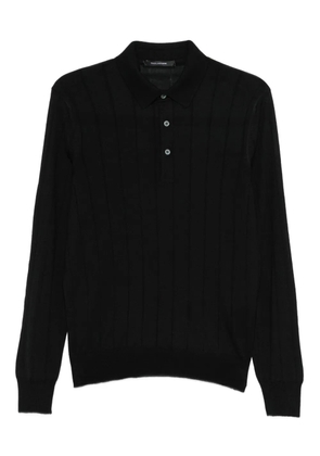 Tagliatore buttoned ribbed polo shirt - Black