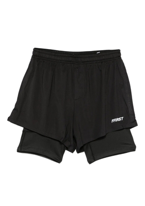 Family First logo-print performance shorts - Black