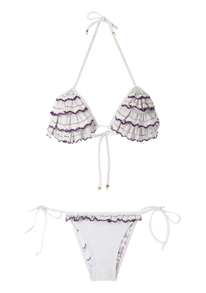 Amir Slama ruffled triangle bikini set - White
