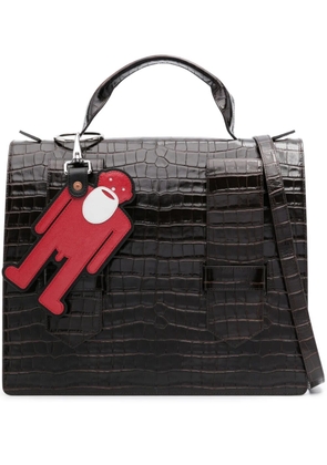 Walter Van Beirendonck maxi crocodile leather bag - Brown