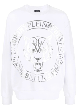 Plein Sport tiger-head logo-print sweatshirt - White