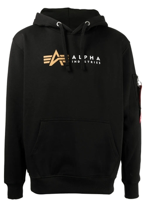 Alpha Industries logo-print pullover hoodie - Black