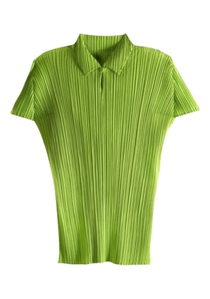 Pleats Please Issey Miyake August pleated polo top - Green