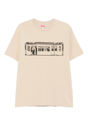 Kenzo train-print T-shirt - Neutrals