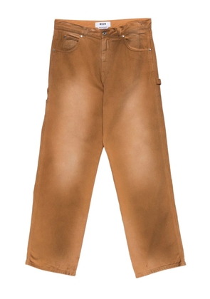MSGM faded cotton trousers - Brown