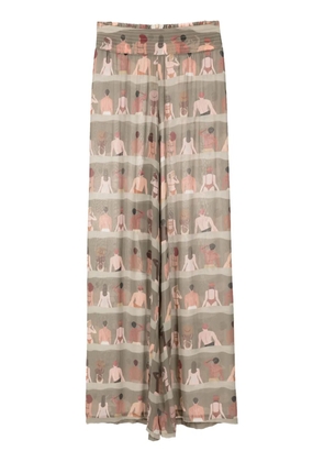 Amir Slama graphic-print silk trousers - Green