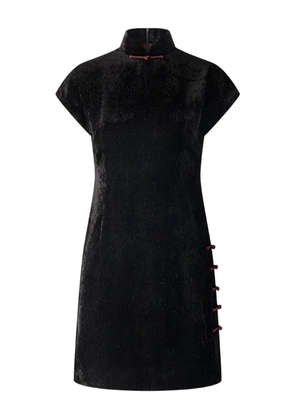 Shanghai Tang Qipao mandarin-collar velvet party dress - Black