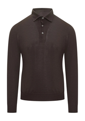 Filippo De Laurentiis button long-sleeve polo shirt - Brown