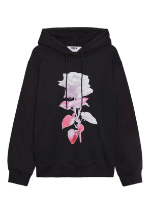 MSGM rose-print hoodie - Black