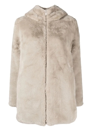 Save The Duck reversible padded faux-fur zipped coat - Neutrals