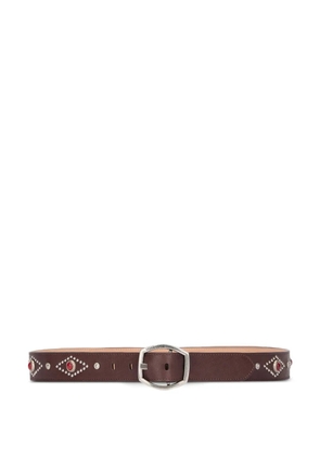 Roberto Cavalli stone-embellished logo buckle belt - Brown