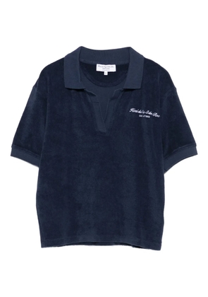 Sporty & Rich embroidered cotton terry polo top - Blue