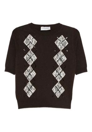 ERMANNO FIRENZE argyle-pattern sequin-embellished top - Brown