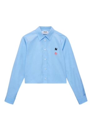 MSGM rose-embroidered cropped shirt - Blue