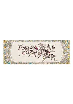 Shanghai Tang equestrian print silk scarf - White
