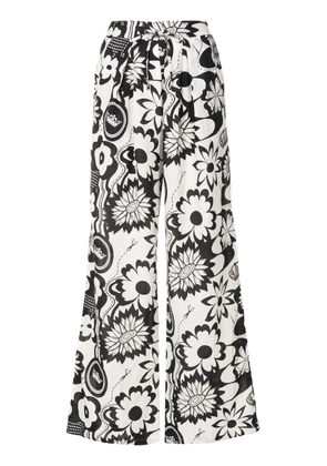Amir Slama floral-print wide-leg trousers - Black