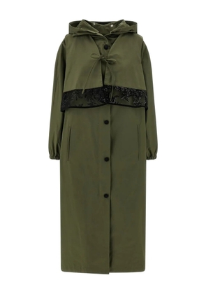 LE TWINS removable-hood trench coat - Green