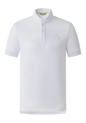Shanghai Tang horse-embroidered mandarin-collar polo shirt - White