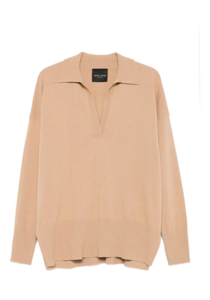 Roberto Collina polo-collar ribbed-hem sweater - Brown