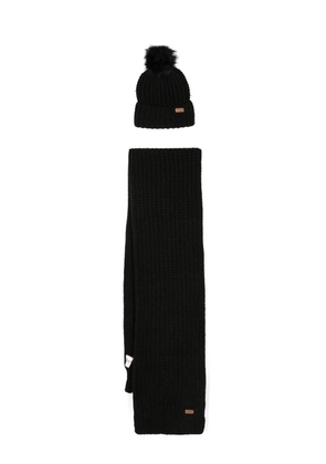 Barbour ribbed-knit scarf & beanie set - Black