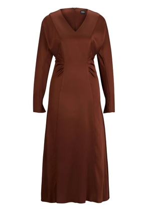 BOSS V-neck satin midi dress - Brown