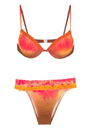 Amir Slama embroidery Tie Dye bikini set - Multicolour