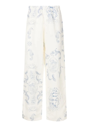 Amir Slama graphic-print straight-leg trousers - White