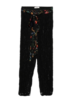 SIEDRES floral-print lace trousers - Black