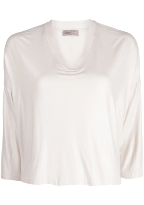 Herno Sweet Satin V-neck T-shirt - Neutrals