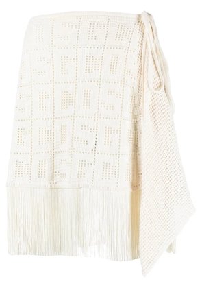 GCDS crochet-monogram mini skirt - Neutrals