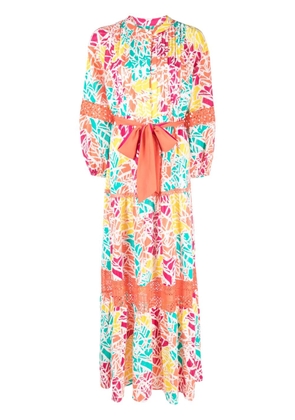 DVF Diane von Furstenberg graphic-print tied-waist dress - Orange